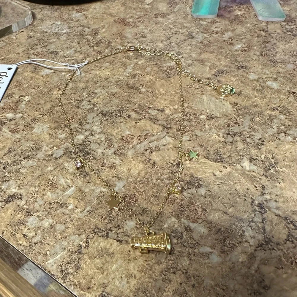 Jane Marie Peyton Chain Necklace with Gold Megaphone, Star and Crystal Charms